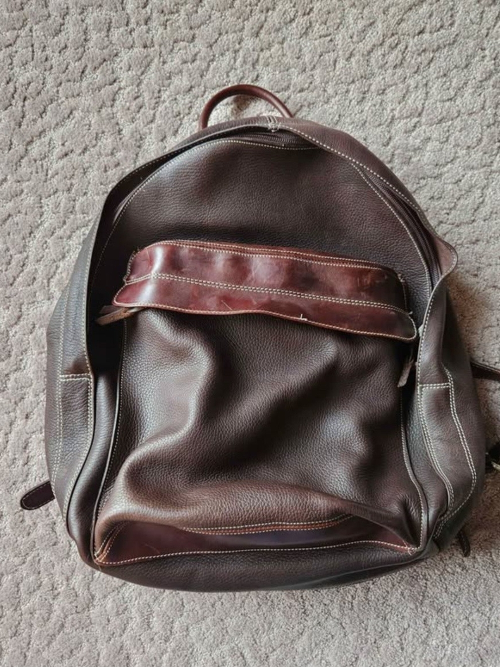 ROOTS Leather Backpack in Dark Brown